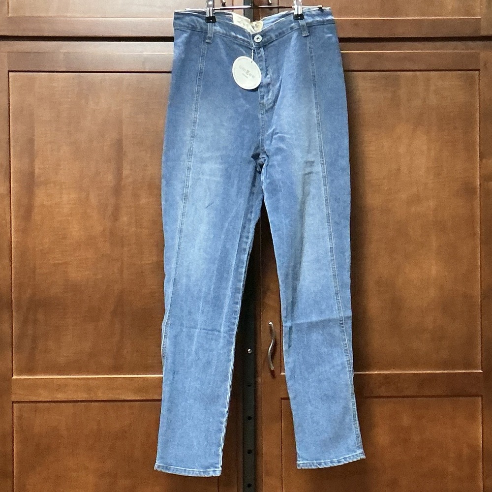 Umgee Denim Jeans Womens 7 High Rise Slim Straight Light Wash NWT